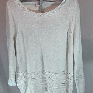 LOFT Cream Scoop Neck Sweater